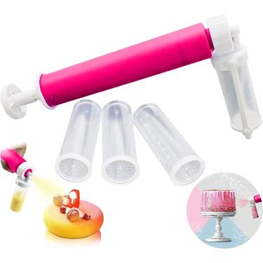 Imagem de Pistola de ar manual para ferramentas decoração com glitter bolos Bomba pintura bolo artesanal 4 tubos Kit cozinha cupcake biscoitos e sobremesas