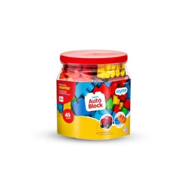 Imagem de Blocos De Montar Infantil Auto Block Brinquedo Educativo Pote P