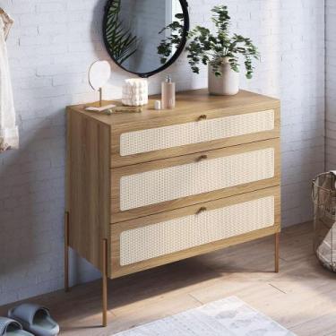 Imagem de Cômoda Com 03 Gavetas Para Quarto Closet Industrial Indy A03 Hanover D