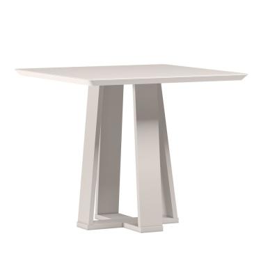 Imagem de Mesa De Jantar Quadrada 4 Lugares 90cm Tampo Mdf Com Vidro Valencia Off White - New Ceval