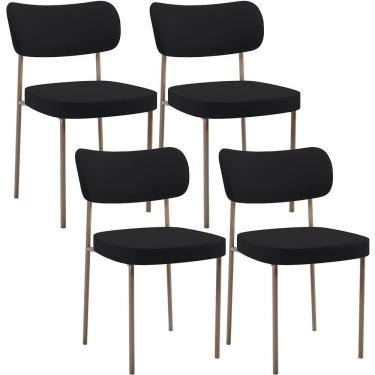 Imagem de Kit 04 Cadeiras Decorativa Estofada Para Sala De Jantar Melina Base Arena L02 Suede Preto - Lyam Decor