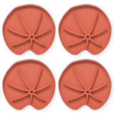 Imagem de Treleaf Lili Sausr – Pires de plantas em forma de lírio de 10 cm e bandeja coletora (conjunto de 4) – Bandeja decorativa de umidade e coletor de derramamento para plantas de interior – Design