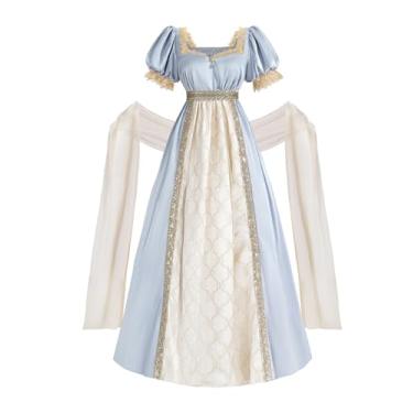 Imagem de CR ROLECOS Vestidos Regency para mulheres, vestido de festa de chá, cintura império, vestido vitoriano com xale, 2GG
