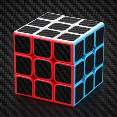 Imagem de Generic Adesivo de Fibra de Carbono Speed ​​Cube Cubo 3x3x3 para Treinamento Cerebral e Brinquedo de Alívio de Estresse Adequado para Iniciantes ou Profissionais para Treinamento Cerebral e (Preto