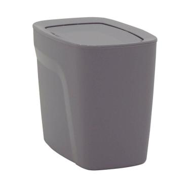 Imagem de Lixeira Tramontina Compact Em Polipropileno Cinza Com Tampa Basculante 6,5 L Tramontina