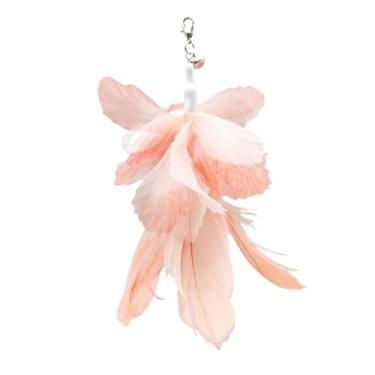Imagem de Luzhengyang Recargas de varinha Feather Cat Teaser – Cabeças inspiradas em pássaros naturais, acessórios de brinquedo de gato para brincadeiras interativas (pacote com 5) (flor arco-íris laranja ref)