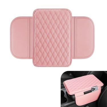 Imagem de Dogary Almofada para caixa de apoio de braço de carro, almofada de suporte forte respirável com bolso lateral para tecido carteira de telefone, capa protetora à prova d'água para console central