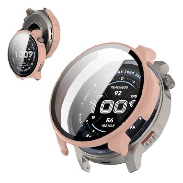 Imagem de KONXISA Capa para Amazfit Balance 2, filme de vidro temperado 9H, capa rígida de policarbonato, leve, antiarranhões e anti-queda para proteção e flim integrada, rosa
