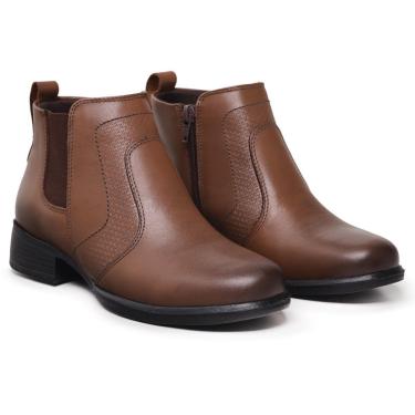 Imagem de Bota Feminina Cano Curto Coturno Couro Ziper Original 0846-Feminino