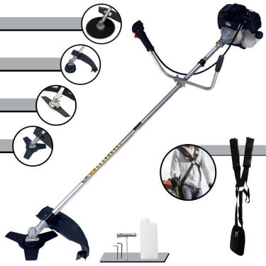 Imagem de Roçadeira Multifunções Toyama RT43LB-25A 2 Tempos 43cc 10.000rpm 1,7HP de Potência Com Carretel Nylon e Faca 3 Pontas + Faca 2 Pontas + Faca 80 Dentes