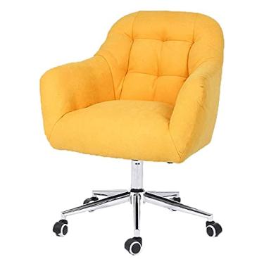 Imagem de Cadeira de escritório cadeira giratória cadeira de escritório ergonômica ajustável assento estofado veludo cadeira de computador sem braços mesa e cadeira (cor: amarelo) necessário
