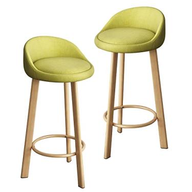 Imagem de LULUMAIC Banqueta de bar de luxo com altura de balcão com banquetas de madeira com encosto para cozinha de ilha e sala de jantar, conjunto de 2 lençóis