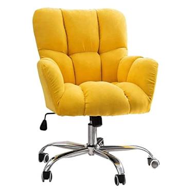 Imagem de Cadeira de escritório cadeira de computador assento estofado cadeira de escritório elevador cadeira giratória mesa estofada de linho e cadeira cadeira de jogos cadeira de trabalho (cor: amarelo