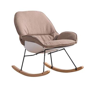 Imagem de Cadeira de balanço com apoios de braços e encosto almofada removível cadeira reclinável relaxante para sala de estar, pátio e terraço