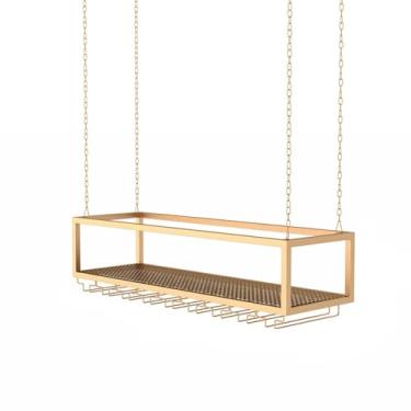 Imagem de Prateleira criativa de armazenamento de vidro, suporte de metal para garrafa de vinho para pendurar no teto, prateleiras organizadoras flutuantes, prateleiras de bar de cozinha, suporte de flores de