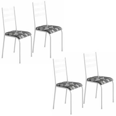 Imagem de Kit 4 Cadeiras 541 Sala Jantar Cozinha Pés Aço Tubular Floral/branco