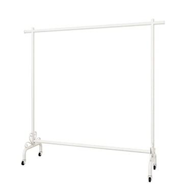 Imagem de LWJYMXBD Trilho de roupas sobre rodas, trilho de roupas resistentes de 28 mm comporta até 35 kg, suporte de roupas em forma de flor inferior com rodízios (cor: branco, tamanho: 70 cm)