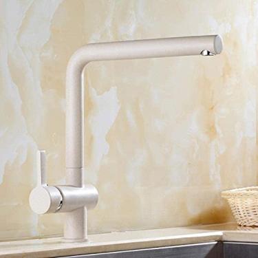 Imagem de ZJYWMM Rotação de 360 graus torneiras de latão cor aveia quente/frio bico giratório bacia torneiras misturadoras de pia válvulas de cerâmica para banheiro cozinha