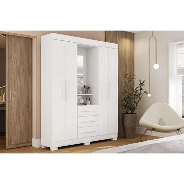 Imagem de Guarda Roupa Solteiro 4 Portas E 3 Gavetas C/ 1 Espelho Emily Gold Branco - Acp