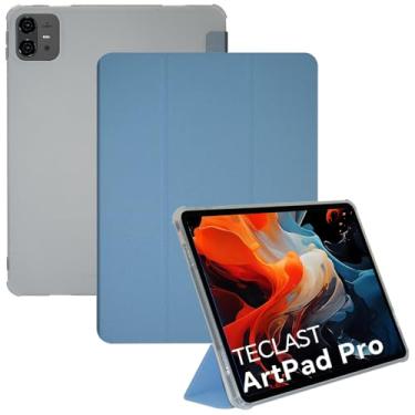 Imagem de AKNICI Capa para tablet TECLAST Artpad Pro 12,7 polegadas Android 15 Tablet, capa protetora ultrafina de couro PU com suporte dobrável de três dobras e revestimento traseiro de TPU macio, azul