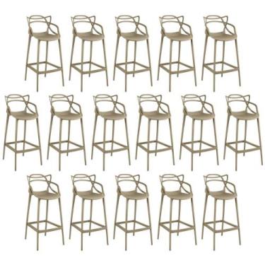 Imagem de Kit 16 Banquetas Allegra com Encosto Design Cozinha/Bancada - Nude - M