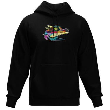 Imagem de Moletom Fechado Com Capuz Blusa de Frio Preta Estampas Variadas-Masculino