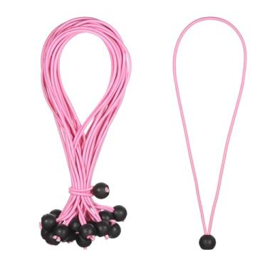 Imagem de PATIKIL Cordão elástico de 30,5 cm, 35 peças de cordas elásticas com esferas, lona de dossel, cordão elástico para acampamento ao ar livre, postes de barraca de abrigo de carga, rosa