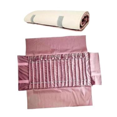 Imagem de oshhni Bolsa organizadora de joias em formato de rolo, ideal para guardar colares e pulseiras. Prática e sem emaranhados, perfeita para viagens, feiras lojas, Rosa