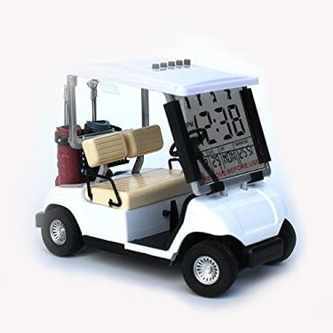 Imagem de Relógio de Alarme Eletrônico Modelo Carrinho Golfe Calendário Perpétuo Multifuncional com Display Data Mês Ano Dia Temperatura 3 Alarmes Lembrete Aniversário Modo Música Ornamento Decorativo para Casa