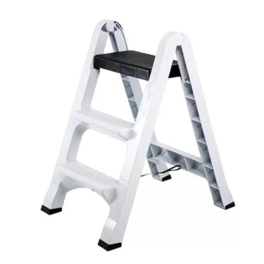 Imagem de Doméstica 3 Degraus Banqueta Portátil Suporta até 100kg Resistente Limpeza residencial(Branca)