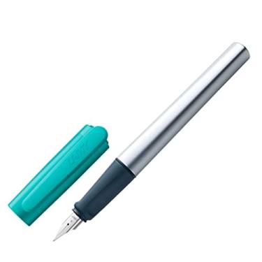 Imagem de LAMY nexx smaragd – Caneta tinteiro com grip antiderrapante e pena de aço polido tamanho M - corpo triangular em alumínio - incluindo cartucho LAMY T 10 azul