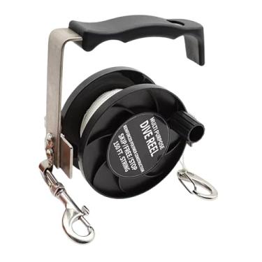 Imagem de YIJU Carretel de mergulho para mergulho autônomo, carretel multifuncional para pesca à deriva, SMB para, equipamento de para pesca em naufrágios, Preto 150 Pés