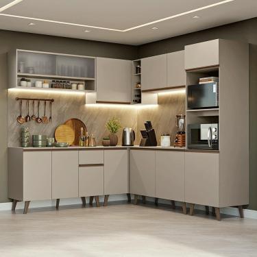 Imagem de Armário de Cozinha Completa de Canto 445cm Crema Nice Madesa 02