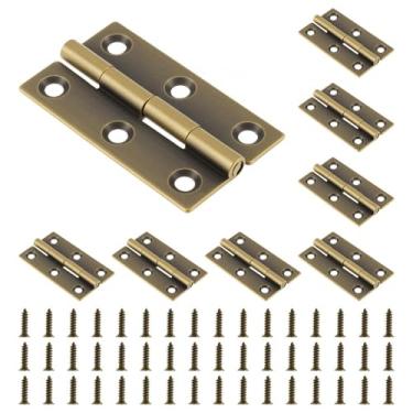 Imagem de Conjunto de 8 dobradiças de latão maciço para caixas de joias, pequenas caixas de madeira e armários, com dimensões de