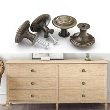 Imagem de 10 peças de alça única de aço inoxidável de alta qualidade, armário simples e versátil, maçanetas de porta de guarda-roupa, puxador circular de gaveta (multicolorido, cor bronze)