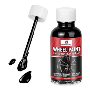 Imagem de Tinta de retoque de aro preto, caneta de retoque de reparo de arranhões de roda de carro, pintura de roda de aro de cor universal brilhante preta profissional reparo de arranhões de aro automotivo