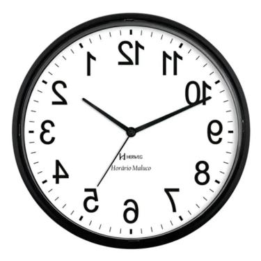 Imagem de Relógio De Parede Herweg Ref: 660059-999 Preto Horário Maluco