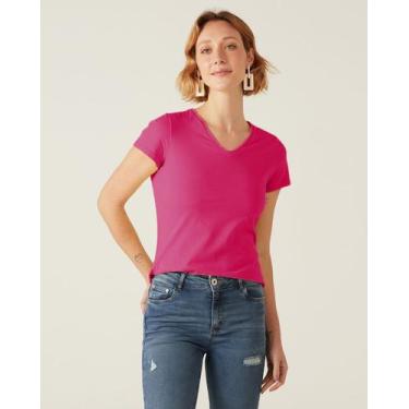 Imagem de Blusa Básica Feminina Decote V Em Algodão - Malwee, Rosa, P