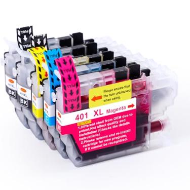 Imagem de Cartuchos de tinta LC401XL compatíveis com impressora Brother LC 401 401XL para MFC-J1010DW MFC-J1170DW MFC-J1012DW MFC-J1800DW MFC J1010DW Combo com 5 pacotes (2 x preto, ciano, magenta, amarelo)