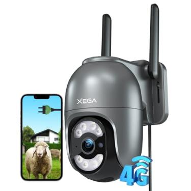 Imagem de Xega Câmera de segurança 4G externa com cartão SIM 【Conectar】 Câmera sem WiFi, gravação 24 horas por dia, 7 dias por semana, rastreamento automático, detecção humana, alerta de sirene, suporta apenas