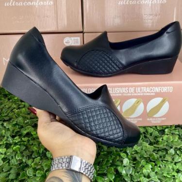 Imagem de Sapato Feminino Anabela Joanetes Confortável Leve Modare Cor:Pretotama