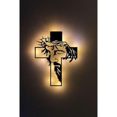 Imagem de Cruz Decorativa de Parede com Iluminação LED  Crucifixo Luminoso Moder