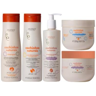 Imagem de Kit Arvensis Cachinhos Naturais Linha Infantil 5 Produtos Completo Vegano Sem Sulfato Hidratante