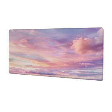 Imagem de hongjinglin Tapete de rato rosa grande céu nuvem impermeável computador protetor de mesa tapete antiderrapante base de borracha mousepad para escritório, computador, teclado, laptop e mesa de casa