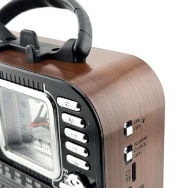 Imagem de Caixa Som Recarregável Retro Antiga Bluetooth Som Antena Analogico(marrom)