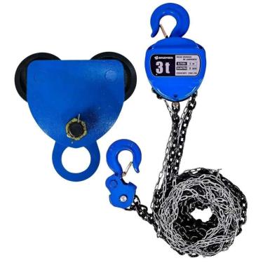 Imagem de Carro Trole Manual 3 TON com Talha Manual de Corrente Elevação 3 Metros BREMEN