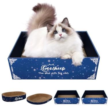 Imagem de Goosheep 4PSC arranhador de papelão 4 em 1 para gatos em ambientes internos, oval, papelão ondulado, cama de gato, arranhador, poste