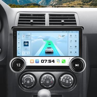 Imagem de Rádio de carro para Dodge Challenger & Avenger 2008-2014 estéreo substituição botão duplo upgrade 10.7 cm Android 13 tela sensível ao toque sem fio CarPlay e unidade de cabeça automotiva Android GPS