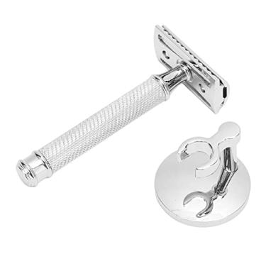 Imagem de Yinhing Dupla Segurança Profissional Barbeiro Barbeador Manual para Homens Suave Perto Barbear Durável Liga de Zinco Kit de Barbear Prata