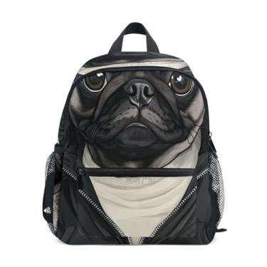 Imagem de GAIGEO Funny Pug Dog Print Small Toddler Backpack with Whistle, Adjustable Chest Strap, Boys Mini Backpack Lightweight & Compact for Ages 3-8